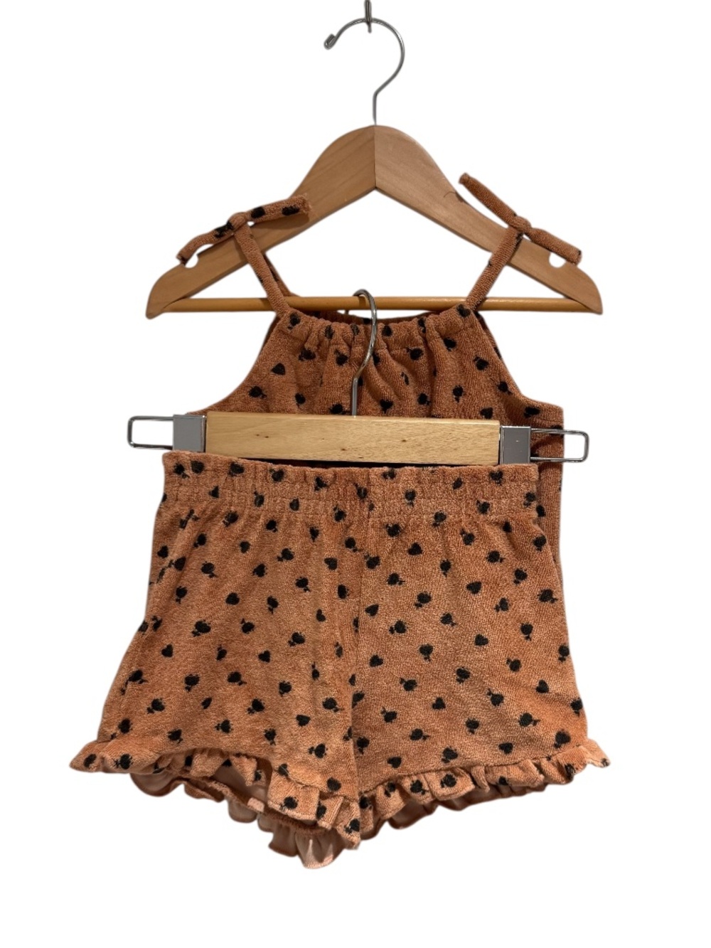 ZARA tan and black floral terry cloth summer set - size 2-3